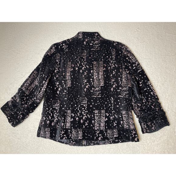 Christopher & Banks Women's Velvet Metallic Whimsygoth Office Jacket L Black - Picture 3 of 11